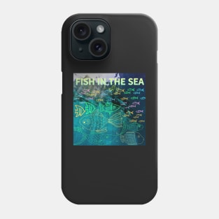 under the sea,blue sea,sea creatures,Turtle, puffer fish, starfish, shrimp, shark, tropical fish, sea horse, seaweed, sardines, squid, crabs, clams Phone Case