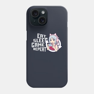 Eat Sleep Game Repeat cute gamer girl Phone Case