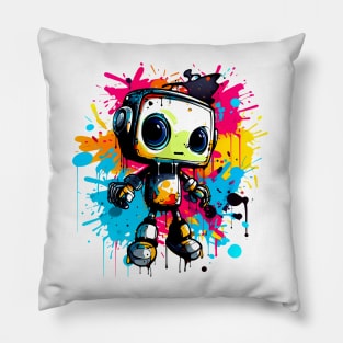 Cute cartoon Robot. Funny cyborg. Pillow