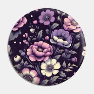 Pink Floral Illustration Pin