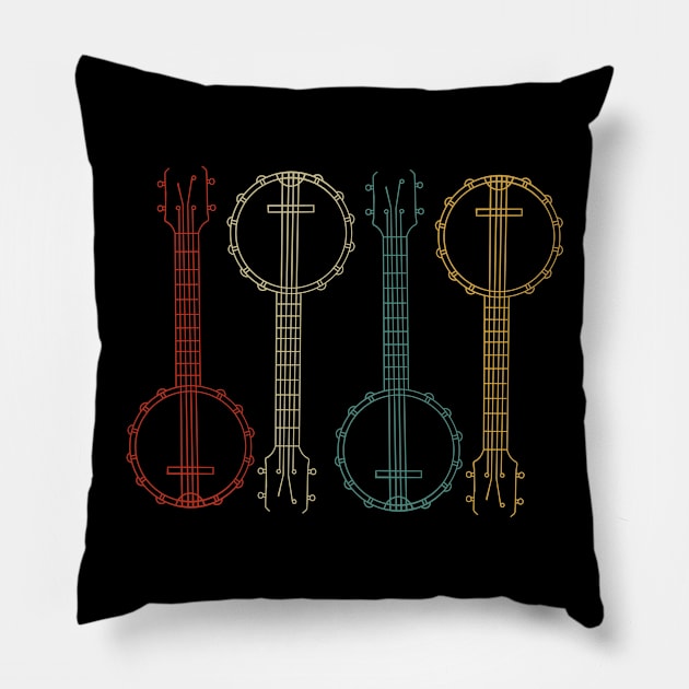 Vintage Banjo Player Pillow by Cooldruck