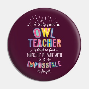 A truly Great Owl Teacher Gift - Impossible to forget Pin