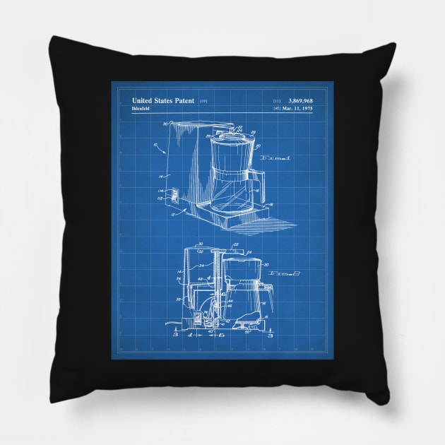 Coffee Maker Patent - Coffee Lover Kitchen Cafe Decor Art - Blueprint Pillow by patentpress