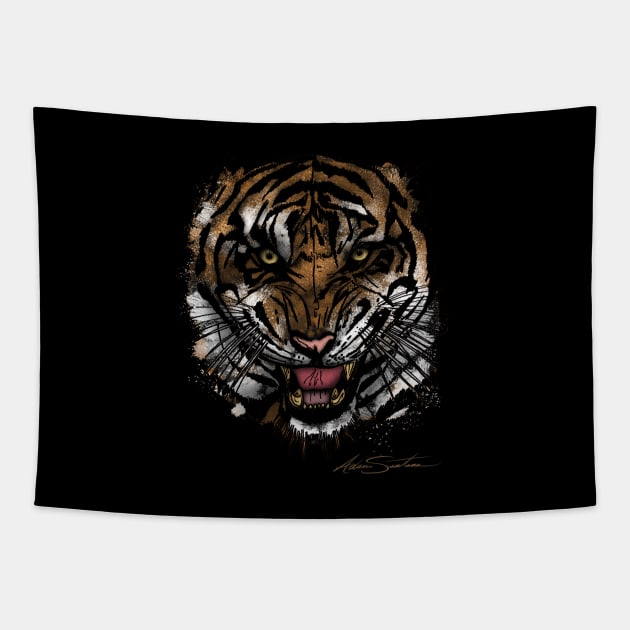 Tiger Face Tapestry by adamzworld