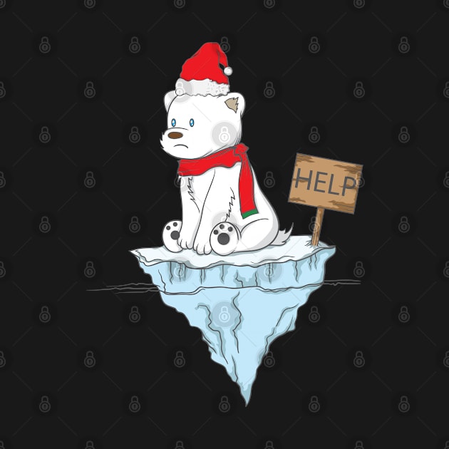 Polar bear needs help on ice floe by dieEinsteiger