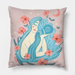 Aquarius Zodiac - Pink Pillow