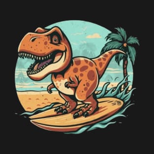 cute dinosaur trex dino kids tees kids hoodies dinosaur surfing surfer surf kids tees gift ideas T-Shirt