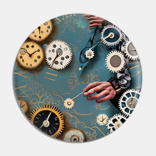 Time's Elegance Unveiled - Watch Components Art Pin