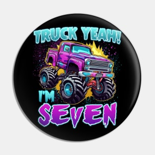 Truck yeah Birthday Tee Seven year old Girl Tee Monster Truck Birthday Country Birthday Kids Gift copy Pin