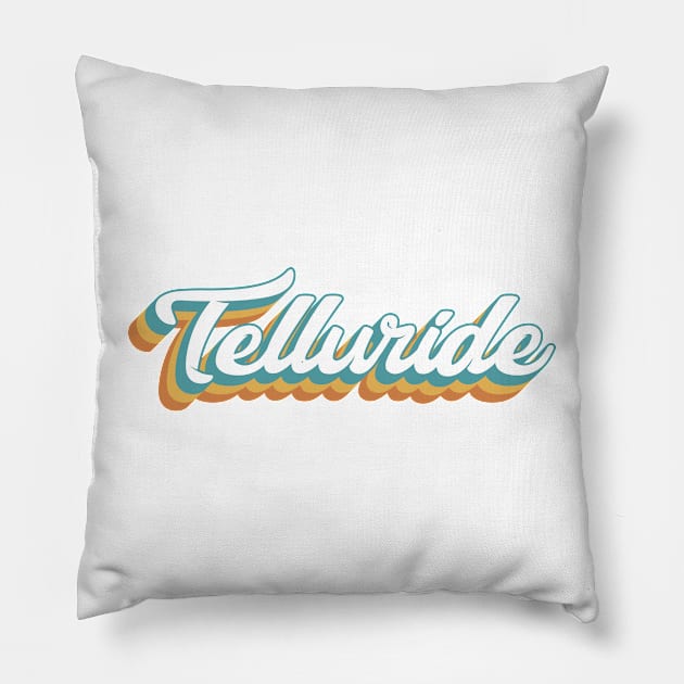 Telluride Colorado Resort Retro Lettering Pillow by KlehmInTime