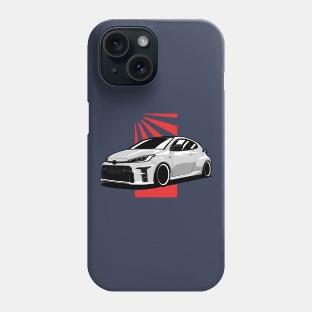 White Yaris GR Phone Case by KaroCars