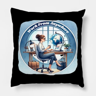 Work From Anywhere Woman Pillow