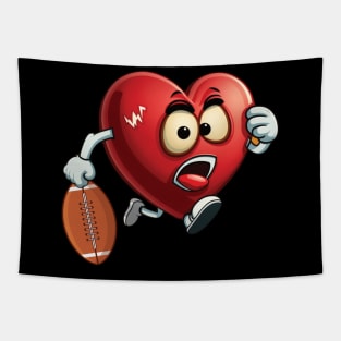 Heart American Football Valentines Day Boys Men Kids Sports Tapestry