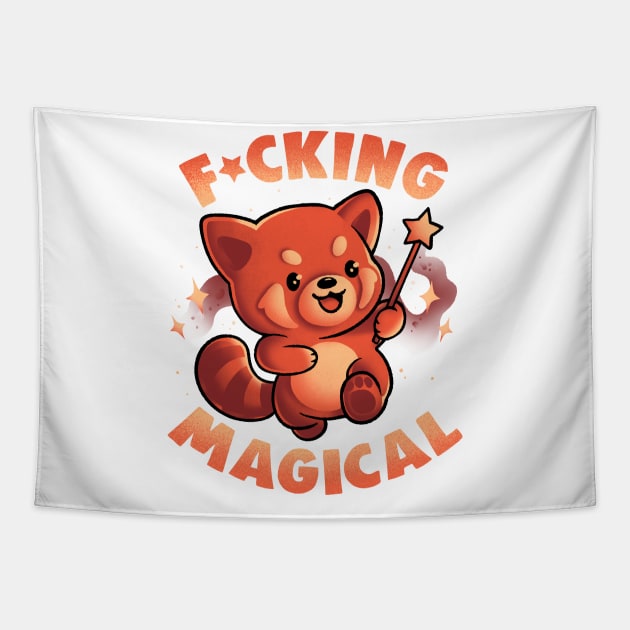 Red Panda Magic - Funny Cute Wizard Red Panda Gift Tapestry by eduely