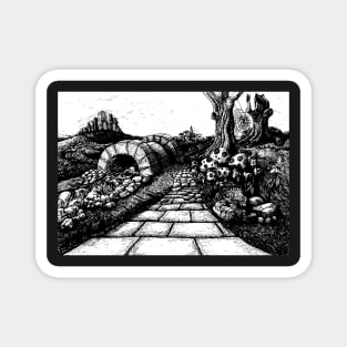 The route to nowhere - Fairytale story book Illustration Magnet