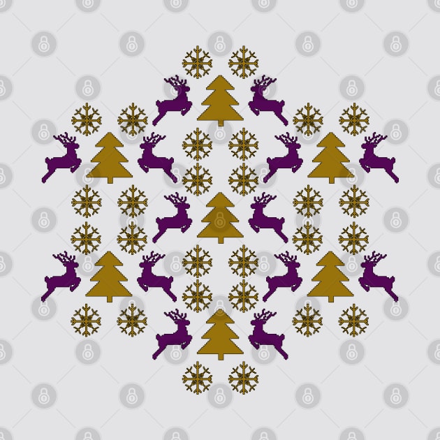 Festive Pixel Parade: Reindeer, Tree, Snowflake No 3 by Fun Funky Designs