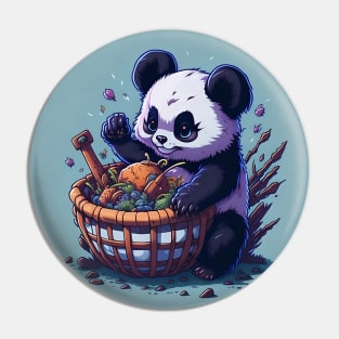 Baby Panda with Fruit Basket Pin