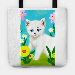 Cute white kitten Tote