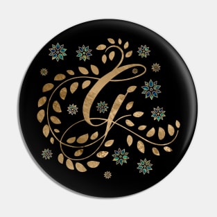 Luxury Golden Calligraphy Monogram with letter G Pin