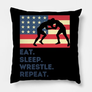 Eat Sleep Wrestle Repeat Pillow