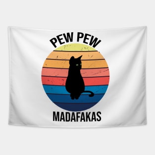 Cat Pew Pew Madafakas Vintage Tapestry