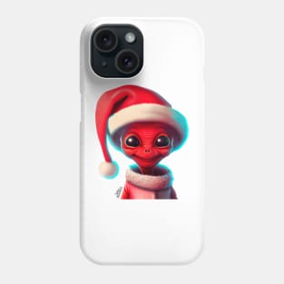 Christmas cute alien with Santa hat Phone Case