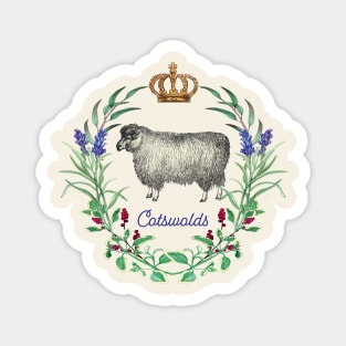 Cotswolds Sheep Lavender Wreath British Cottagecore Magnet