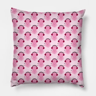 Pink Headphones Octopus Pillow