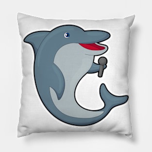 Dolphin at Singing with Microphone Pillow