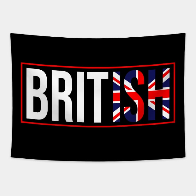 Cool British Flag. Proud Great Britain Flag Tapestry by Jakavonis