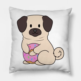 Pink Doughnut Pug Pillow