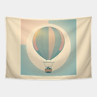 Pastel Color Peaceful Background Hot Air Balloon Drawing Tapestry