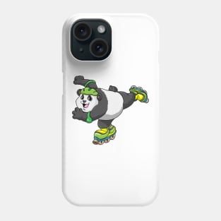 Panda as Inline skater with Inline skates and Helmet Phone Case