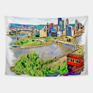 Pittsburgh Aerial View Tapestry