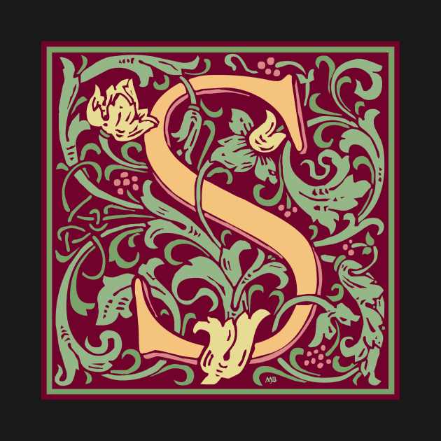 William Morris Vintage Letter S by MatchbookGraphics