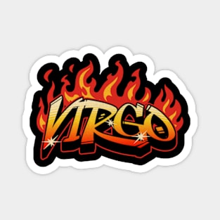 Virgo Zodiac Retro Flames Birthday Magnet