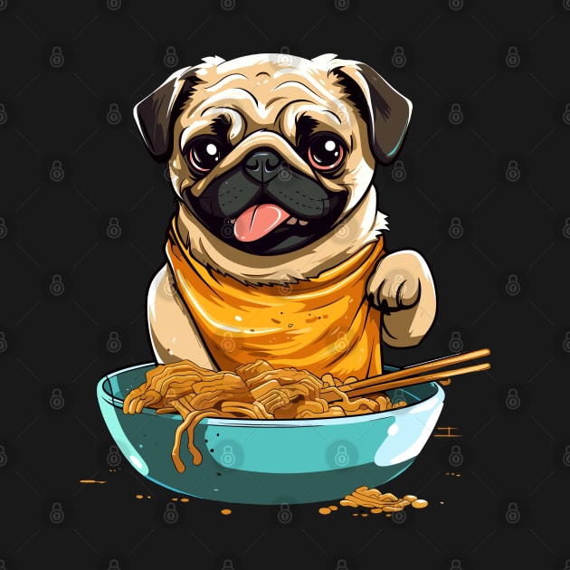 Pug Eating Ramen by VisionDesigner