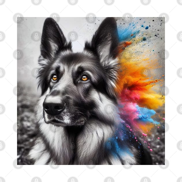 Colorful Gaze: German Shepherd Charm, Cute German Shepherd by Unboxed Mind of J.A.Y LLC 