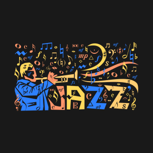 Funny Jazz Trumpet Musician with Musical Notes T-Shirt