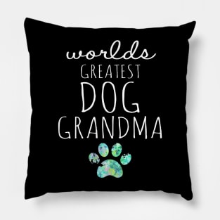 Worlds Greatest Dog Grandma Paw Print Cute Pillow