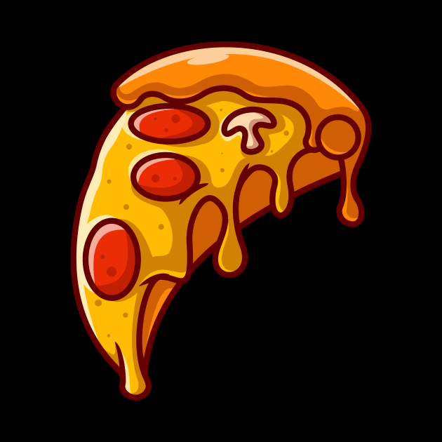 Slice Of Pizza With Mushroom Cartoon by Catalyst Labs