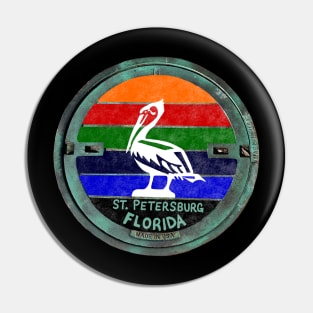 St Pete FL Manhole Cover Flag Colors Pin