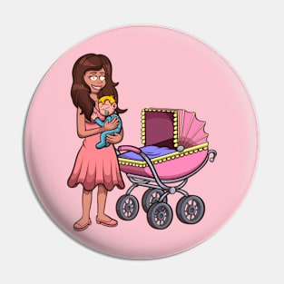 Cartoon Mom With Baby Pin