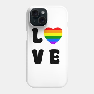 Love Rainbow Heart  Black Phone Case