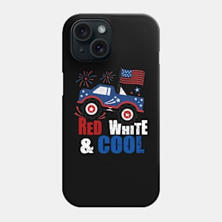 Kid Monster Truck Tee, Toddler Boys American Flag July 4th Phone Case