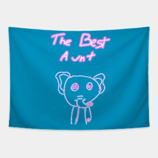 Best Aunt Elephant Pink/White Tapestry