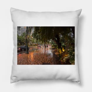 A lonely in rainy day in Honolulu Pillow