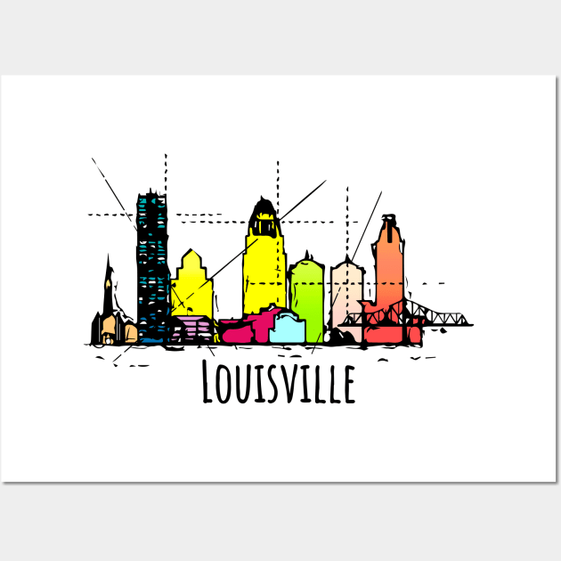 DimDom Colorful Louisville Kentucky Cartoon Funny Gift Women's T-Shirt
