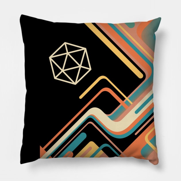 Vintage Colors 80s Polyhedral D20 Dice Pillow by dungeonarmory