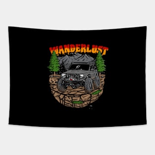 Wanderlust Grey Jeep Holiday T-shirt Tapestry